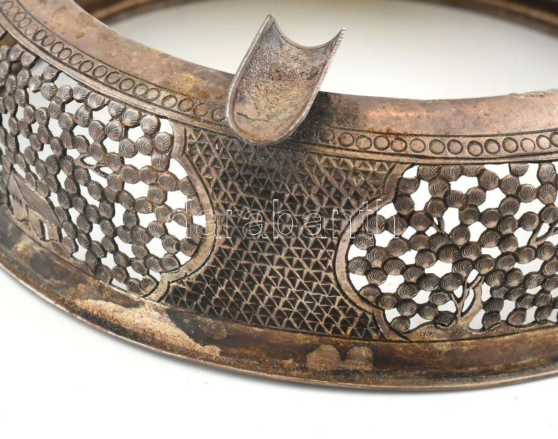 Ezüst (Ag) hamutál, üveg hiánnyal, jelzett, d: 12 cm, nettó: 62g - Image 3