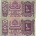 1930. 100P (2x) sorszámkövetők ' *E 075 077224 - *E 075 077225' T:III szép papír Adamo P17