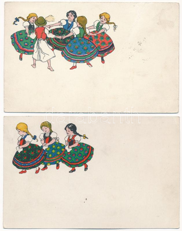 9 db régi Rigler József Ede rt. kiadású magyar népviseletes motívum képeslap / 9 pre-1945 Hungarian folklore art postcards - Image 2