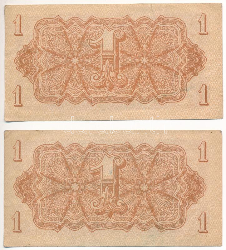 Csehszlovákia 1944. 1K (2x) sorszámkövetők 'HO 622365 - HO 622366' T:II,II- Czechoslovakia 1944. 1 Korun (2x) consecutive serials 'HO 622365 - HO 622366' C:XF,VF Krause 45 - Image 2