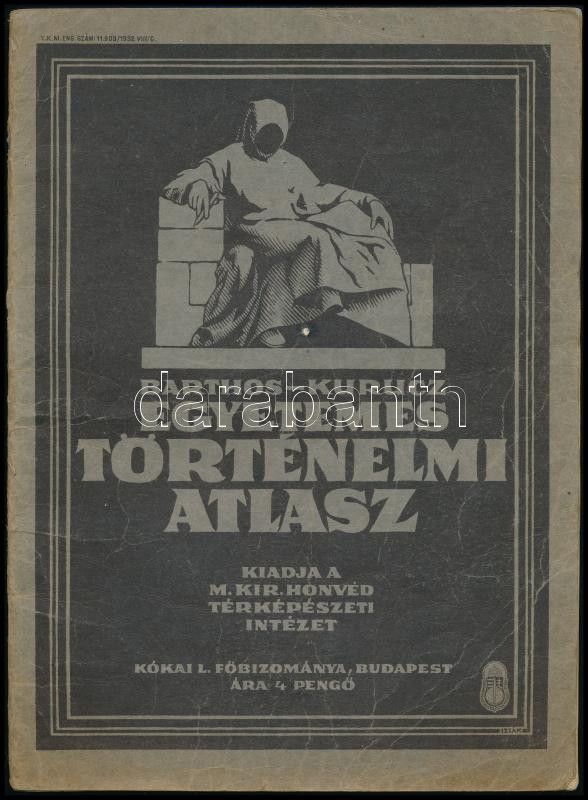 Barthos-Kurucz: Egyetemes Történelmi Atlasz. Bp., é.n. (1932), M. Kir. Honvéd Térképészeti Intézet, 40 p. Papírkötésben, kissé kopott borítóval, kissé sérült gerinccel.