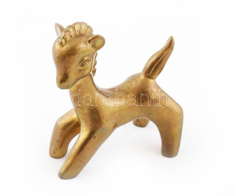 Réz lovacska figura, jelzés nélkül, m: 7 cm