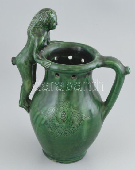 Népi erotikus / pajzán kancsó, jelzés nélkül, hibátlan, m: 30 cm