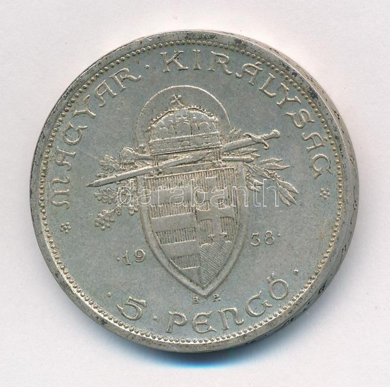 1938. 5P Ag 'Szent István' T:2 patina Adamo P8.1 - Image 2