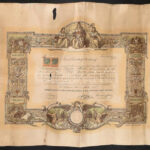 1924 Bőröndös oklevele erősen sérült 70x50 cm