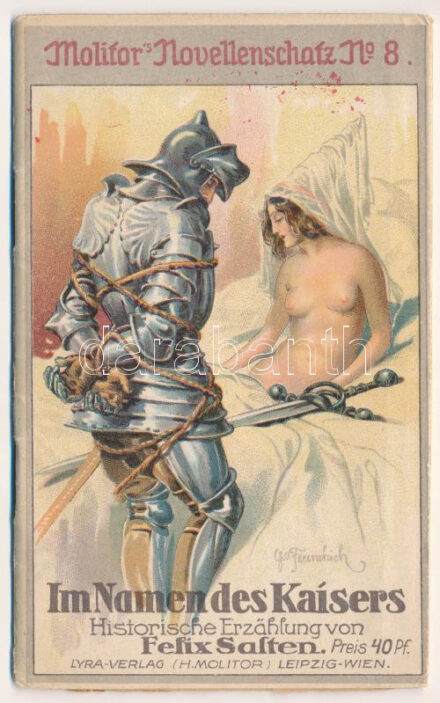 Im Namen des Kaisers - Historische Erzählung von Felix Salten. Molitor's Novellenschatz No. 8. / Német nyelvű erotikus novella képeslap (27 oldalas) / German erotic short story postcard, 27 pages, litho s: Ferenchich