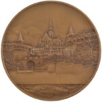 Berán Lajos (1883-1943) 1931. 'Budapesti emlék' kétoldalas bronz emlékérem, tokban (80mm) T:1- ph, kis karc - Image 2
