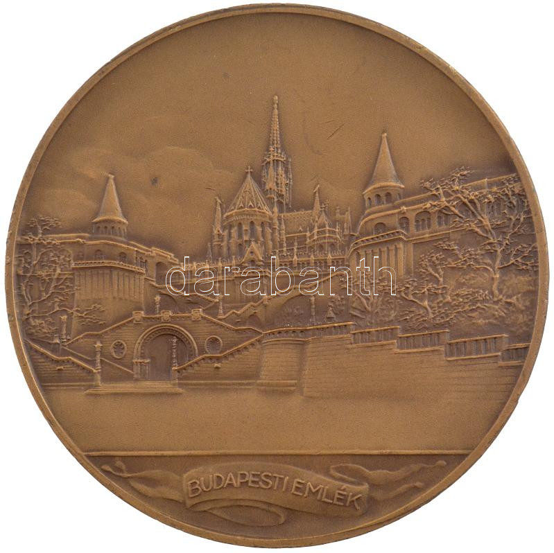 Berán Lajos (1883-1943) 1931. 'Budapesti emlék' kétoldalas bronz emlékérem, tokban (80mm) T:1- ph, kis karc - Image 2