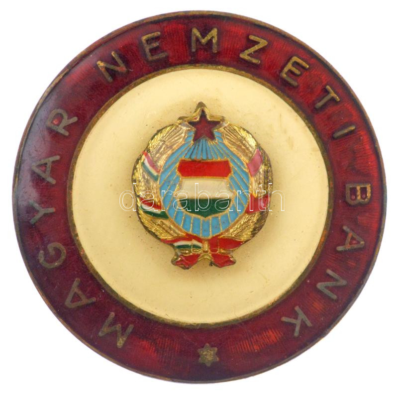 DN 'Magyar Nemzeti Bank' zománcozott, műgyantás fém jelvény (31mm) T:1-,2 patina