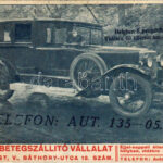 Luxus Betegszállító Vállalat autója, reklám. Budapest, Báthory utca 19. / Hungarian Patient Transport Company's advertisement, automobile