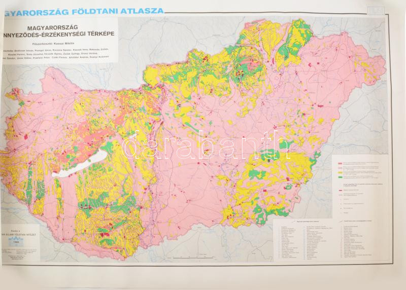 Magyarország szennyeződés érzékenységi térképe 80x120 cm