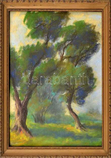 Bertalan Rózsa (1900-1987): Napfényes táj, 1932. Pasztell, papír, jelezve jobbra lent, üvegezett fakeretben, 30,5x22,5 cm