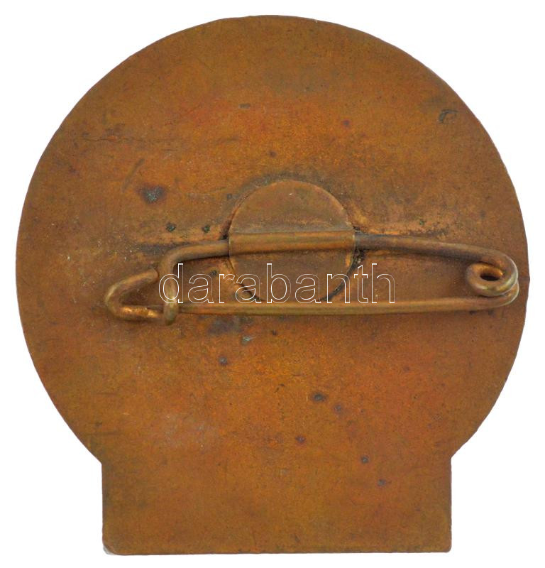 DN 'AUX JEUNES PARTISANS DE LA PAIX - FEDERATION MONDIALE DE LA JEUNESSE DEMOCRATIQUE - HONNEUR' a Világifjúsági Szövetség festett, zománcozott bronz jelvény tiszteletbeli tag számára (44x42mm) T:1-,2 - Image 2