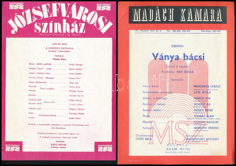 cca 1985 10 db színházi műsorfüzet