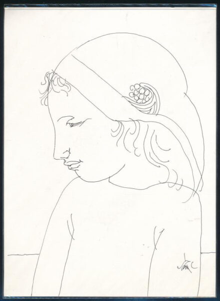 Szász Endre (1926-2003): Lány. Tus, papír, jelzett, 27x20 cm