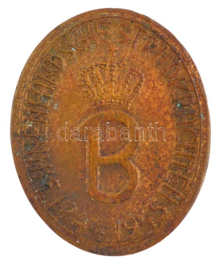 Hollandia 1945. 'BINNENLANDSCHE STRIJTKRACHTEN 1944-1945 (Hazai Hadsereg)' bronz gomblyukjelvény, hátoldalon karcolt nevekkel és '4'-es számmal (26x21mm) T:2 Netherlands 1945. 'BINNENLANDSCHE STRIJTKRACHTEN 1944-1945 (Domestic Armed Forces)'