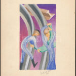 Olvashatatlan jelzéssel, 2 db mű: Alakok, 1972. Akvarell, papír, lapméret: 29x21 cm - Image 2