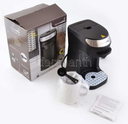 Expresscoffee egycsészés, filteres kávéfőző, tartozékaival, csészével, eredeti dobozában, használatlan állapotban.