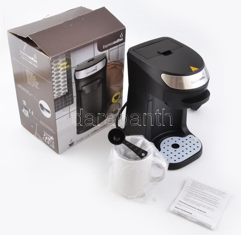 Expresscoffee egycsészés, filteres kávéfőző, tartozékaival, csészével, eredeti dobozában, használatlan állapotban.