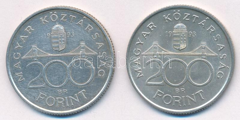 1993. 200Ft Ag 'MNB' (2x) T:1-,2 Adamo F13 - Image 2
