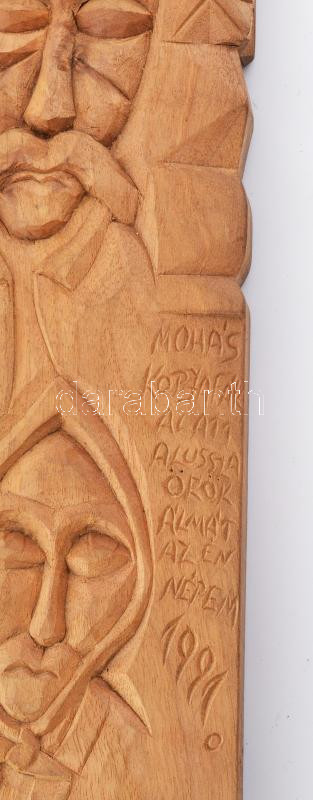 Réti Zoltán: Mohás kopjafák, Fafaragás, Jelzett 36 cm - Image 2