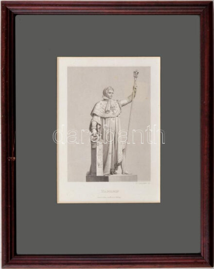 Charles-Louis Schuler (1782-1852): Napóleon. Rézmetszet, papír, XIX. sz. Carlsruhe, Kunst-Verlag kiadása. Paszpartuban, üvegezett fa keretben, 13x9 cm