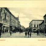 Prostejov, Prossnitz; Franz Josefs Platz, Kavarna Putschek / square, café, shops. W.L. Bp. 3044.