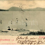 1899 (Vorläufer) Doksy, Hirschberg i. Böhmen; Grossteich / lake, bathers (fl)