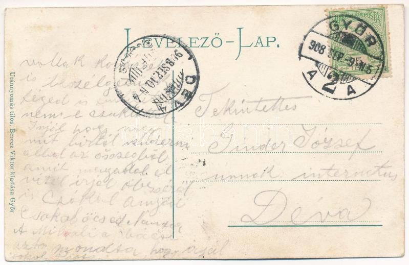 1908 Győr, Deák utca 100 év múlva a jövőben montázs. Berecz Viktor kiadása / in the future montage (EK) - Image 2