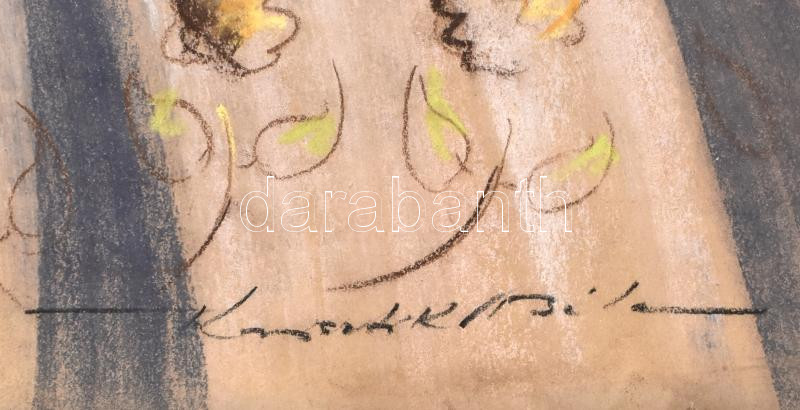 Kassák (?) Béla jelzéssel: Női portré. Pasztell, papír, feltekerve, 50×70 cm - Image 2