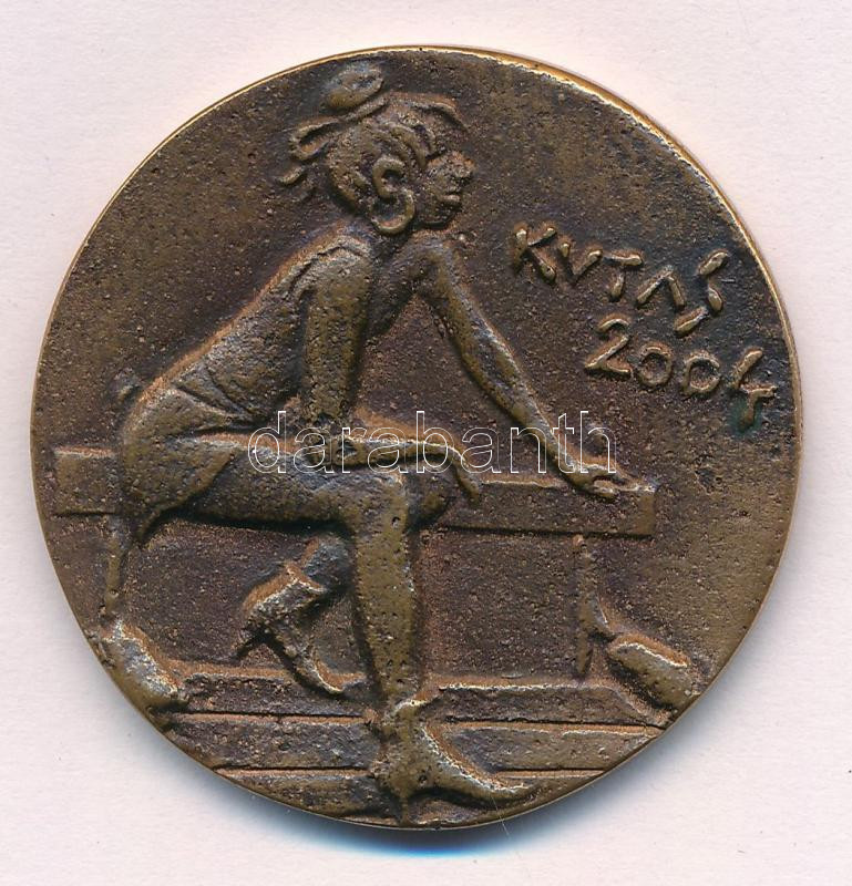 Kutas László (1936-) 2004. 'Kutas Galériák - Sopron, Új utca 1-3 - Szentendre, Duna korzó 10' kétoldalas bronz névjegyérem (40mm) T:2