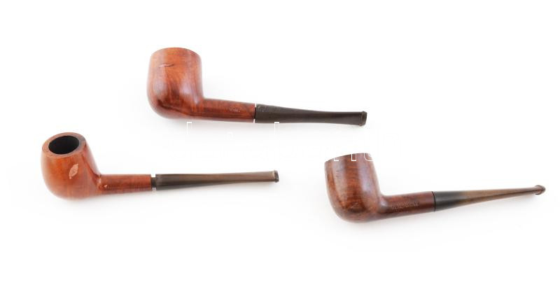 3 db fa pipa, jelzettek, h: 14 - 15 cm