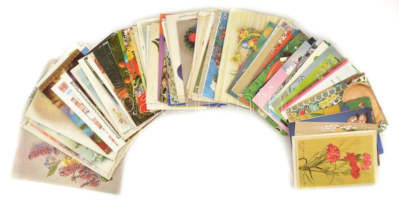Kb. 100 db MODERN motívum képeslap: üdvözlőlapok / Cca. 100 modern motive postcards: greetings