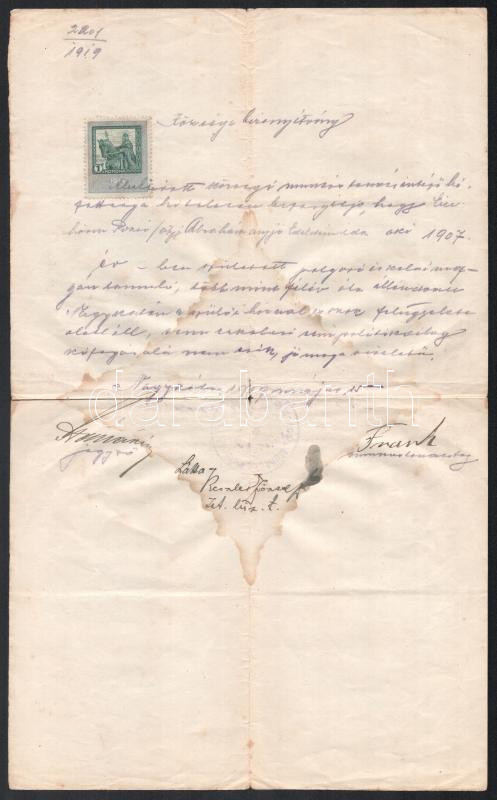 1918-1920 Eihorn Rózsi izraelita vallású tanuló 5 db iskolai bizonyítványa - Image 3