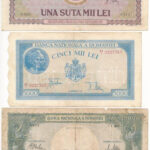Románia 1943. 1000L + 1943. 5000L + 1947. 100.000L T:III,III- Romania 1943. 1000 Lei + 1943. 5000 Lei + 1947. 100.000 Lei C:F,VG