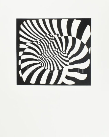 Victor Vasarely (1908-1997): Zebrák. Szitanyomat, papír, jelzés nélkül, 27,5x31 cm / Victor Vasarely (1908-1997): Zebras. Serigraphy on paper, unsigned