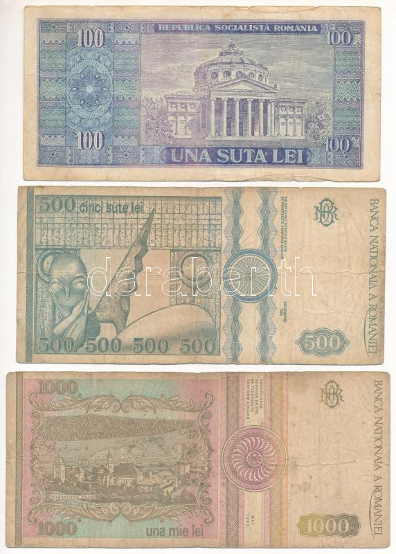 Románia 1966-1999. 100L-5000L (6xklf) T:III,III- Romania 1966-1999. 100 Lei - 5000 Lei (6xdiff) C:F,VG - Image 2