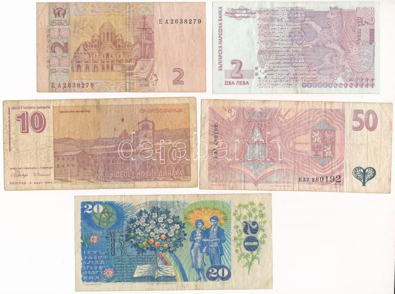 5xklf külföldi bankjegyből álló tétel T:III,III- 5xdiff foreign banknote lot C:F,VG - Image 2