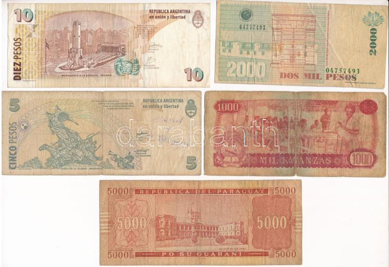 5xklf külföldi bankjegyből álló tétel T:III,III- 5xdiff foreign banknote lot C:F,VG - Image 2