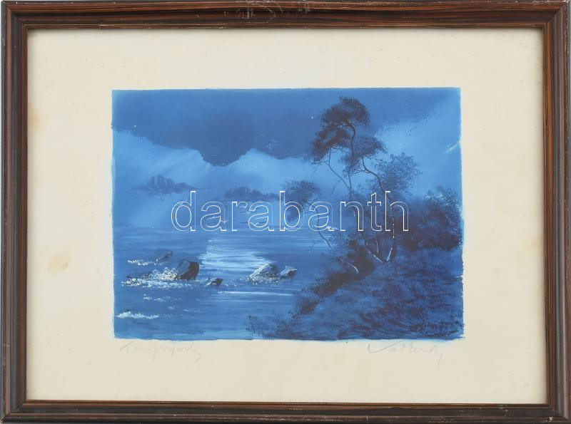 Olvashatatlan jelzéssel: Tengerpart. Tempera, papír. Üvegezett fakeretben. 16x22 cm