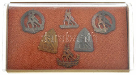 ~1930. 'MOTESZ' tornász fém kitűző (6x) tokban T:2 patina