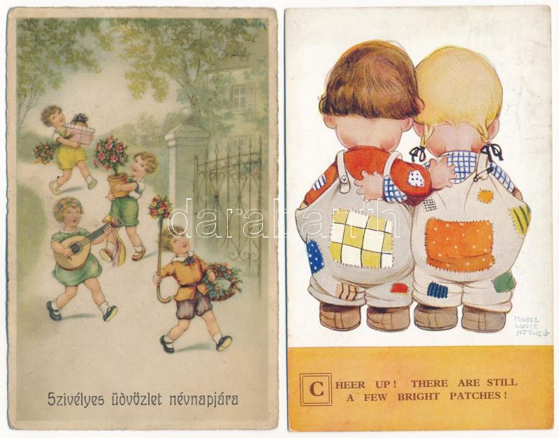 12 db RÉGI gyerek képeslap vegyes minőségben: közte litho is - Image 2