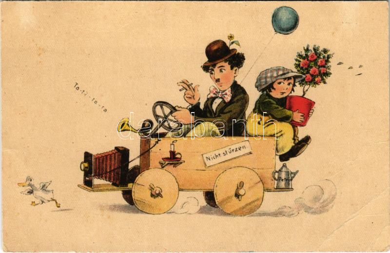 Nicht stürzen / Charlie Chaplin caricature. WSSB No. 711. s: John Wills (EB)