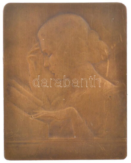 Franciaország 1903. 'Meditáció' kétoldalas bronz plakett. Szign.: Jeanne Borgeaud (1873-1962) T:2,2- karcok, ph. France 1903. 'Meditation' two-sided bronze plaque. Sign.: Jeanne Borgeaud (1873-1962) C:XF,VF scratches, edge errors