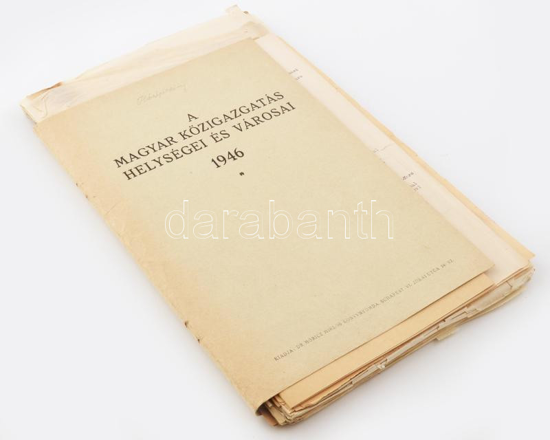1946 A magyar közigazgatás helységei és városai, több mint 100 oldalas munkapéldány sok érdekességgel - Image 2