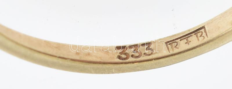 8K arany (Au) gyűrű kővel. Jelzett, bruttó: 0,9 g, méret: 54. - Image 3