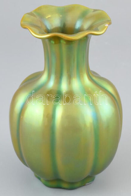 Zsolnay eozin mázas, váza, lepattanásokkal, jelzett, m: 16 cm