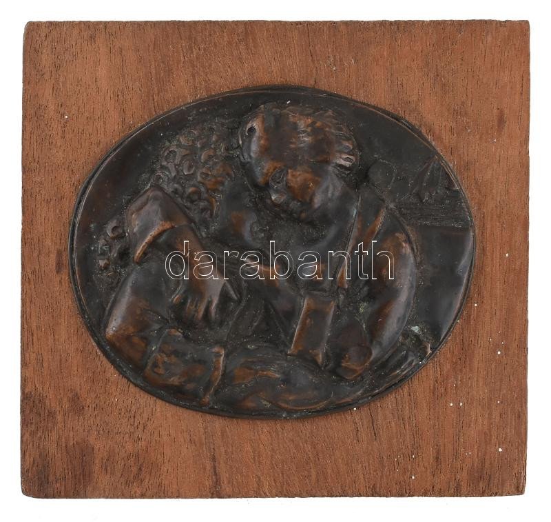 Jelzés nélkül: Szerelmesek. Préselt fém, fa alapon. 7X9 cm