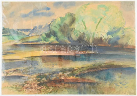 Szabó Péter jelzéssel: Táj,. akvarell, papír, 44x31 cm