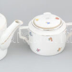 3db Zsolnay teás kínáló, matricás porcelán, jelzett, kopott, m: 13-17 cm